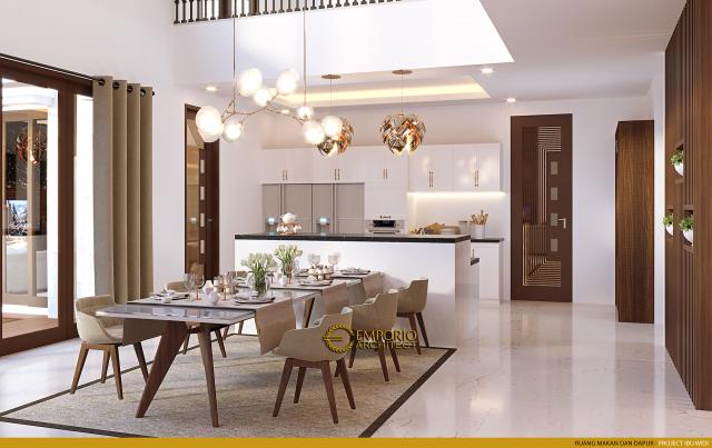 Desain Ruang Makan dan Dapur Rumah Villa Bali 2 Lantai Ibu Widi di Bandung, Jawa Barat