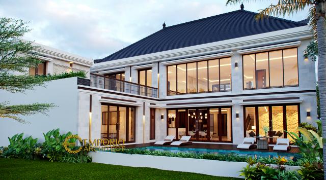 Desain Tampak Belakang 1 Rumah Villa Bali 2 Lantai Ibu Widi di Bandung, Jawa Barat