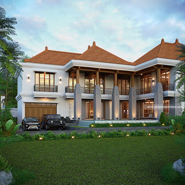 Desain Tampak Samping Rumah Villa Bali 2 Lantai Ibu HL di Malaysia