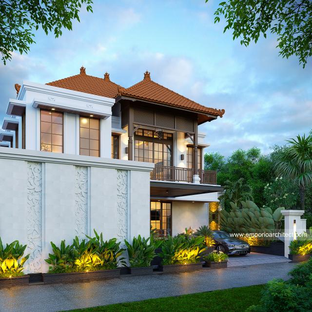 Desain Tampak Depan 2 Rumah Villa Bali 2 Lantai Bapak ATN II di Canggu, Bali