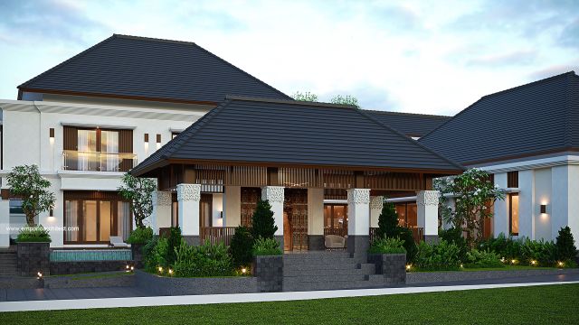 Gambar 2 Desain Rumah Villa Bali 2 Lantai Ibu E 1945 di  Bengkulu