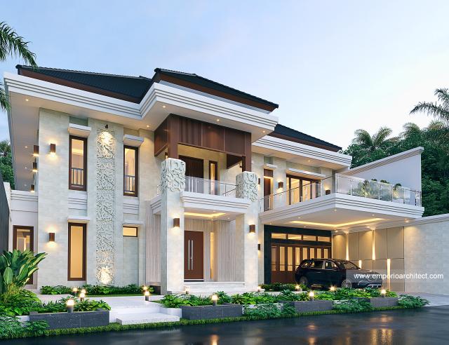 Desain Tampak Depan 2 Rumah Villa Bali 2 Lantai Bapak RZK di Pekanbaru, Riau di Pekanbaru, Riau