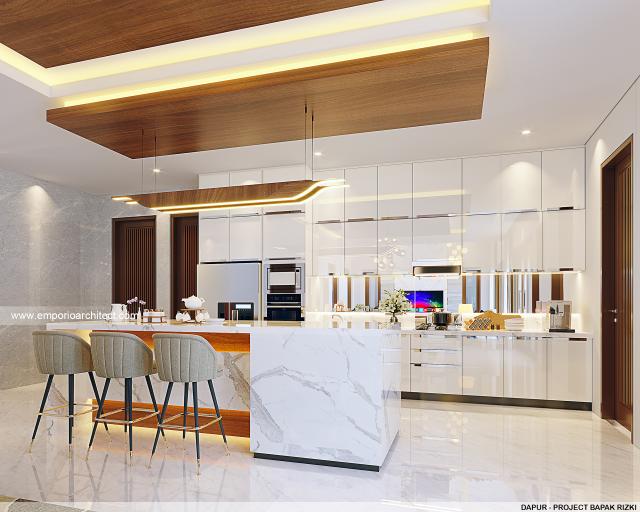 Desain Dapur Rumah Villa Bali 2 Lantai Bapak RZK di Pekanbaru, Riau di Pekanbaru, Riau