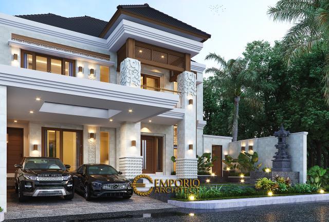 Desain Tampak Depan Rumah Villa Bali 2 Lantai Bapak Nyoman di Denpasar, Bali