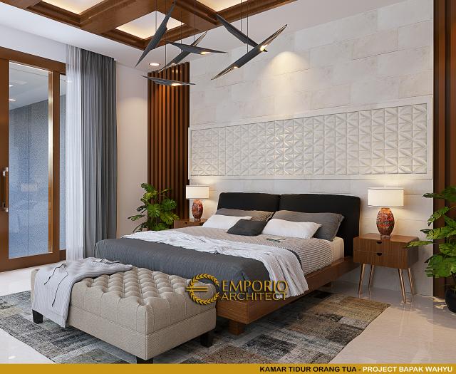 Desain Kamar Tidur Orang Tua Rumah Villa Bali 2 Lantai Bapak Wahyu di Tangerang