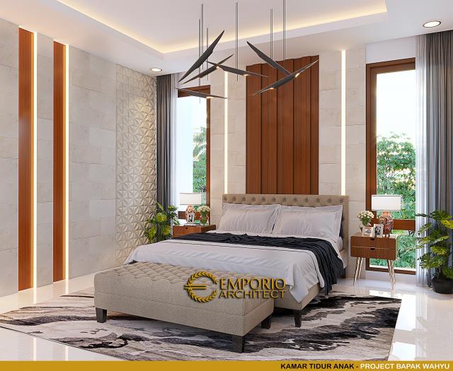 Desain Kamar Tidur Anak Rumah Villa Bali 2 Lantai Bapak Wahyu di Tangerang