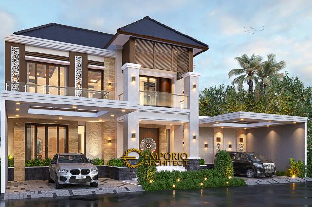 Desain Rumah Villa Bali 2 Lantai Bapak Wahyu di Tangerang - Tampak Depan