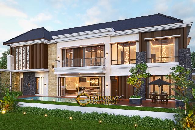 Desain Tampak Samping Rumah Villa Bali 2 Lantai Bapak Wahyu di Tangerang