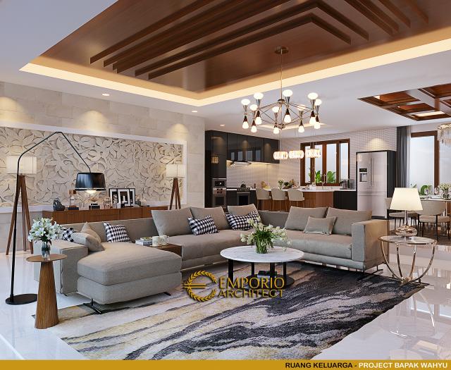 Desain Ruang Keluarga Rumah Villa Bali 2 Lantai Bapak Wahyu di Tangerang