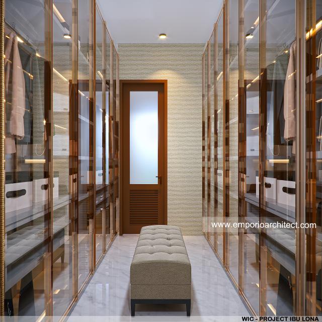 Desain Walk In Closet Rumah Villa Bali 2 Lantai Ibu LNA di Bandung, Jawa Barat