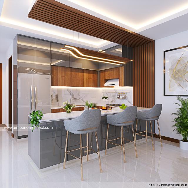 Desain Dapur Rumah Villa Bali 2 Lantai Ibu GLD di Lampung