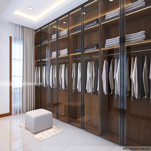 Desain Walk In Closet Rumah Villa Bali 2 Lantai Ibu GLD di Lampung