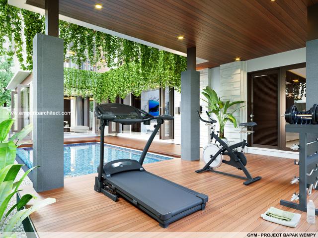 Desain Ruang Gym Rumah Villa Bali 2 Lantai Bapak Wempy di Jakarta