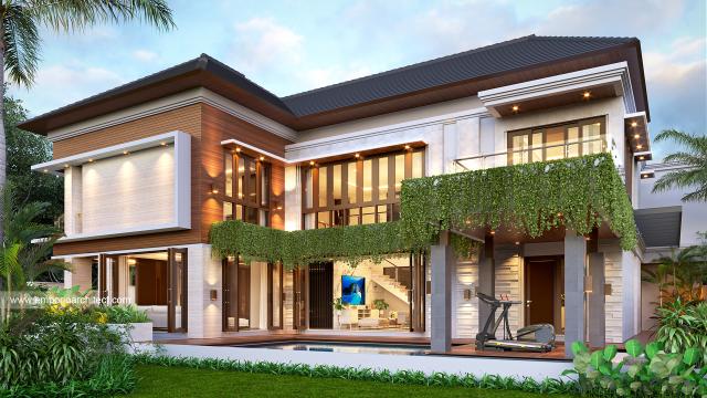 Desain Tampak Belakang Rumah Villa Bali 2 Lantai Bapak Wempy di Jakarta