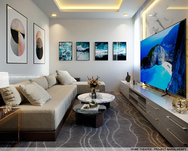 Desain Home Theater Rumah Villa Bali 2 Lantai Bapak Wempy di Jakarta