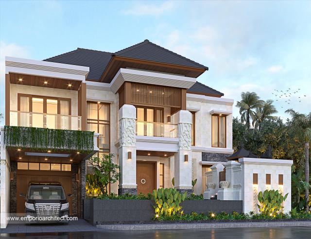 Desain Tampak Depan 2 Rumah Villa Bali 2 Lantai Bapak dr. MDN di Bali