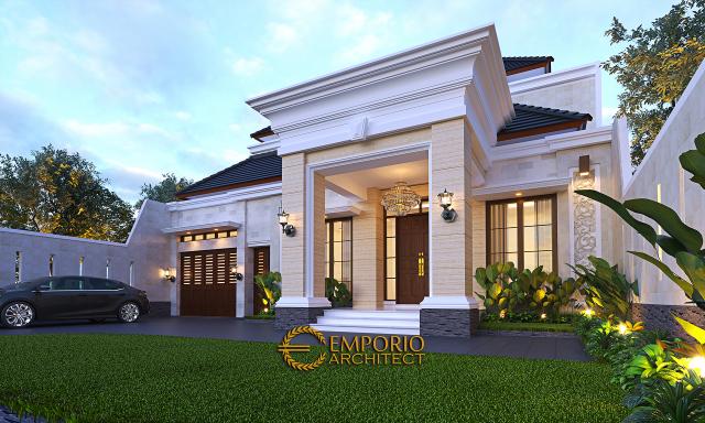 Desain Tampak Detail Depan 1 Rumah Villa Bali 2 Lantai Bapak Harun di Binjai, Sumatera Utara