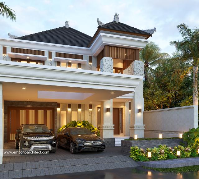 Desain Tampak Depan 2 Rumah Villa Bali 2 Lantai Bapak PTP di Denpasar, Bali