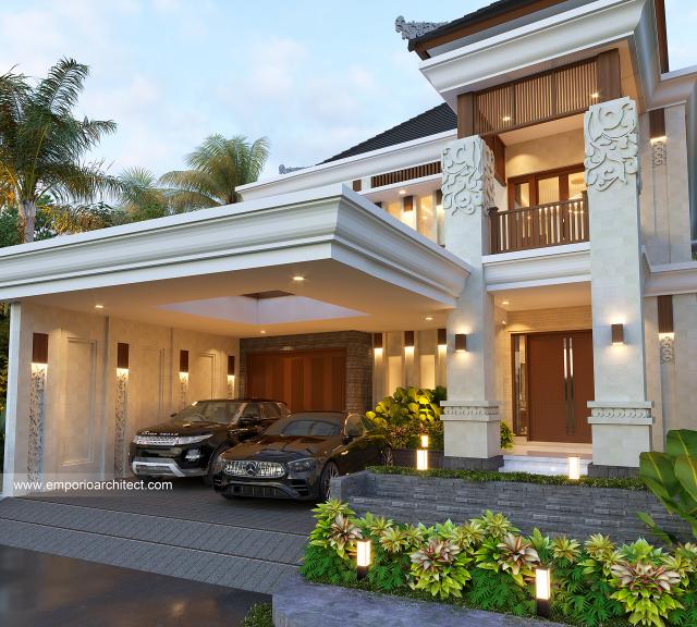 Desain Tampak Depan 4 Rumah Villa Bali 2 Lantai Bapak PTP di Denpasar, Bali