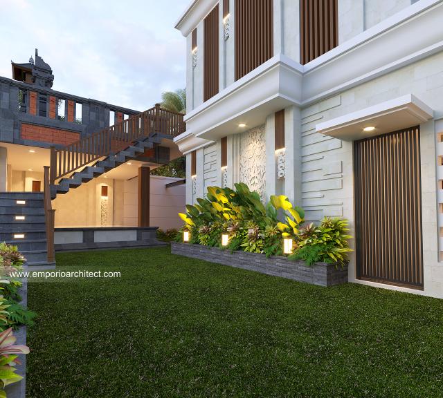 Desain Tampak Detail Belakang Rumah Villa Bali 2 Lantai Bapak PTP di Denpasar, Bali