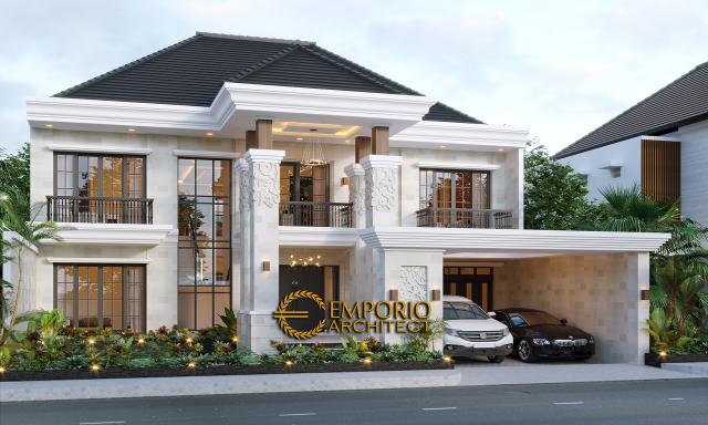 Desain Tampak Depan Tanpa Pagar Rumah Villa Bali 2 Lantai Bapak Dwi Agus di Semarang, Jawa Tengah