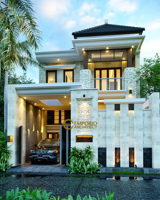 Desain Tampak Depan Dengan Pagar Rumah Villa Bali 2.5 Lantai Ibu dr. Yuni dan Bapak dr. Surya di Denpasar, Bali