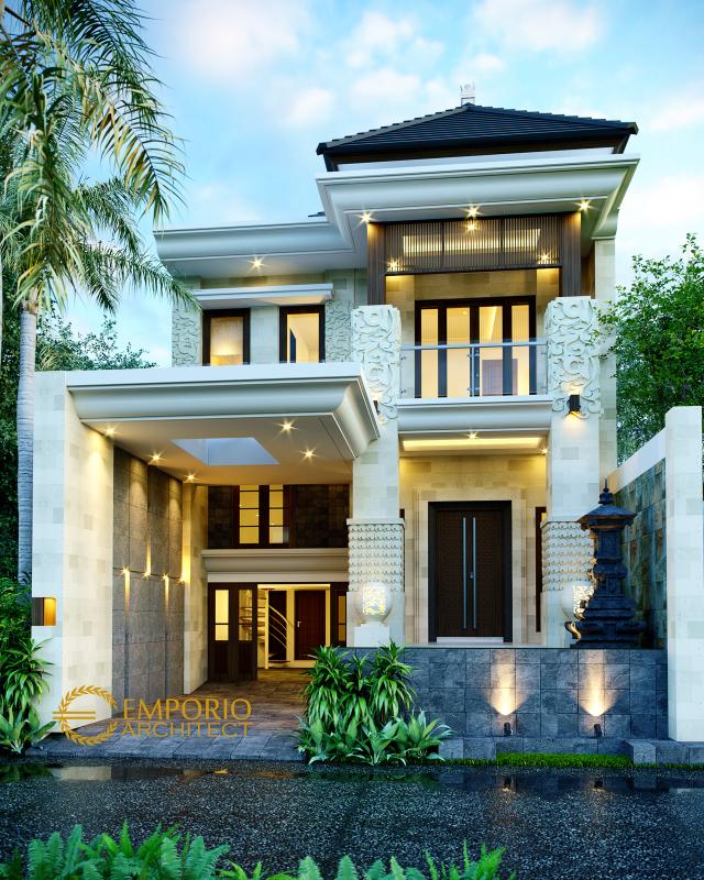 Desain Rumah Villa Bali 2.5 Lantai Ibu dr. Yuni dan Bapak dr. Surya di Denpasar, Bali - Tampak Depan