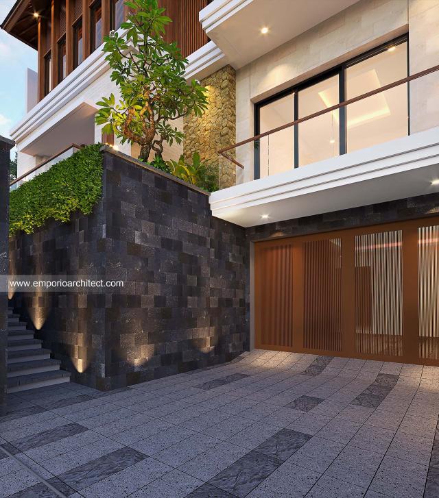 Desain Tampak Detail Depan 2 Rumah Villa Bali 2.5 Lantai Mr. Yusri di Malaysia