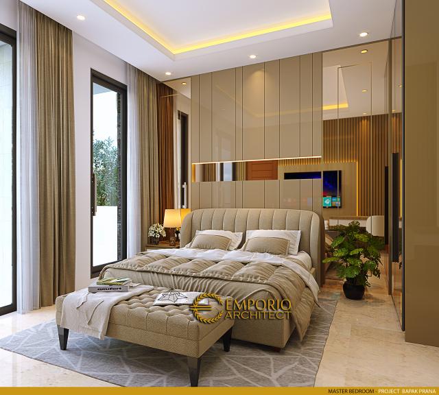 Desain Kamar Tidur Utama Rumah Villa Bali 2.5 Lantai Bapak Prana di Bekasi