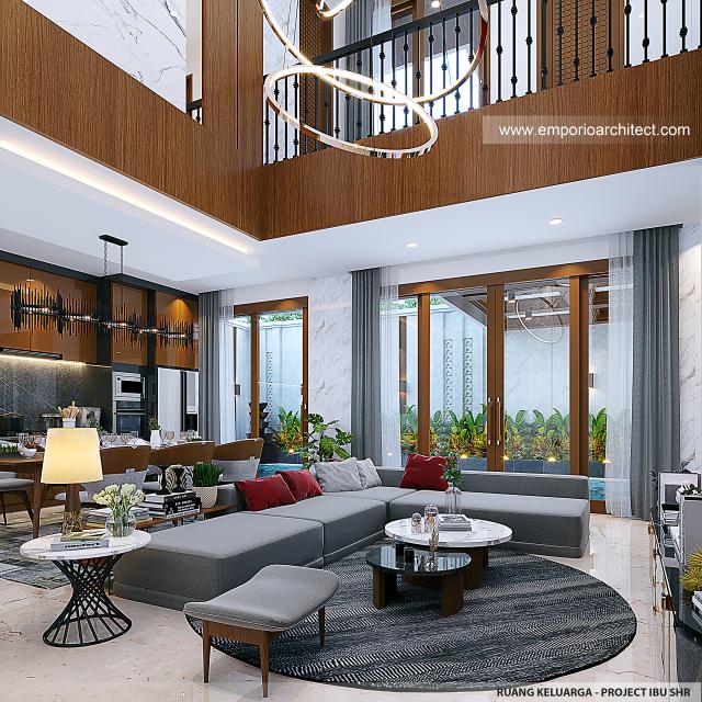 Desain Ruang Keluarga Rumah Villa Bali 3 Lantai Ibu SHR di Bali