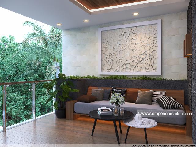 Desain Outdoor Area Rumah Villa Bali 3 Lantai Bapak NGH di Solo (Surakarta), Jawa Tengah