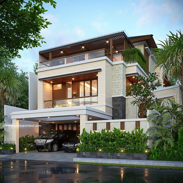 Gambar 2 Desain Rumah Villa Bali 4 Lantai Bapak E 1729 di  Tangerang Selatan