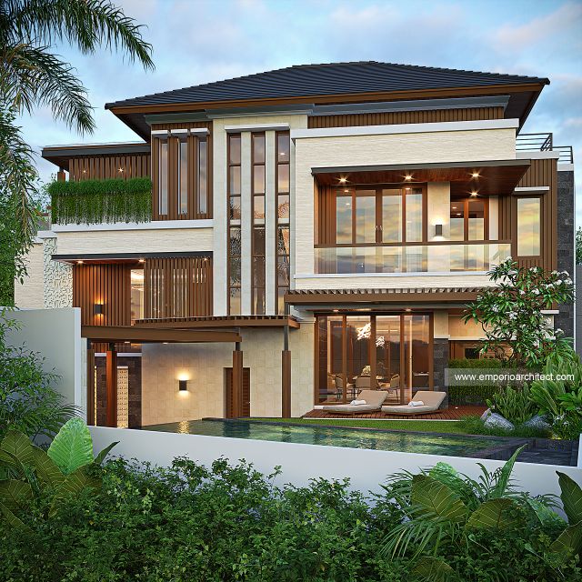 Gambar 3 Desain Rumah Villa Bali 4 Lantai Bapak E 1729 di  Tangerang Selatan