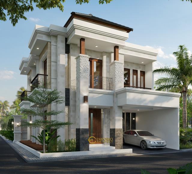 Desain Tampak Depan 1 Rumah Villa Bali Classic 2 Lantai Bapak Toni di Batam