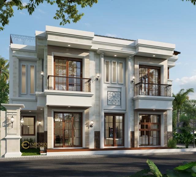 Desain Tampak Belakang Rumah Villa Bali Classic 2 Lantai Bapak Toni di Batam