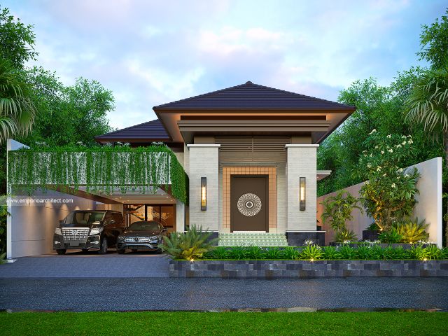 Desain Tampak Depan 3 Rumah Villa Bali Modern 1 Lantai Bapak DD di Yogyakarta