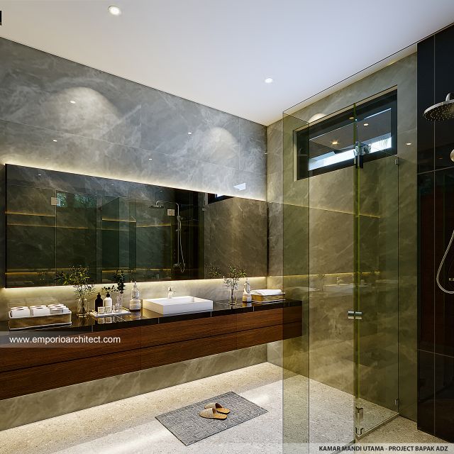 #bathroomdesign - Mr. ADZ 1899 Villa Bali Modern House 1 Floor Design - Sumatera Utara - Code 41415