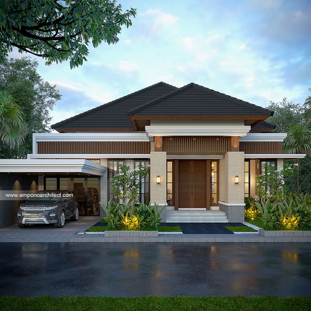 Desain Tampak Depan 2 Rumah Villa Bali Modern 1 Lantai Bapak ADZ di Sumatera Utara