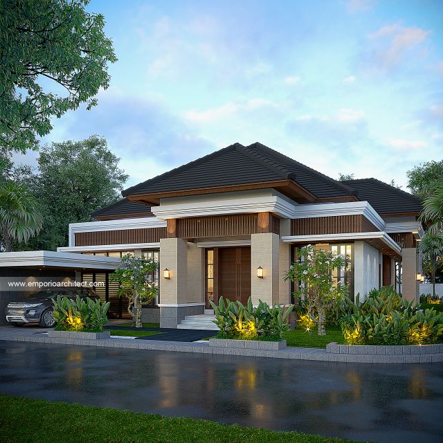 Desain Tampak Depan 3 Rumah Villa Bali Modern 1 Lantai Bapak ADZ di Sumatera Utara