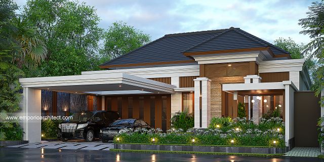 Desain Tampak Depan 3 Rumah Villa Bali Modern 1 Lantai Bapak A di Cilacap, Jawa Tengah