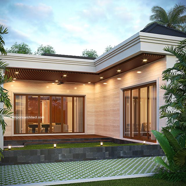 Desain Tampak Belakang Rumah Villa Bali Modern 1 Lantai Bapak A di Cilacap, Jawa Tengah