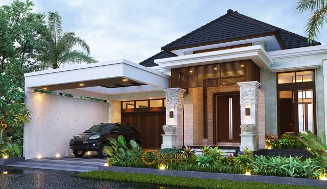 Desain Rumah Villa Bali Modern 1 Lantai Bapak Eddy di Kediri, Jawa Timur - Tampak Depan Tanpa Pagar