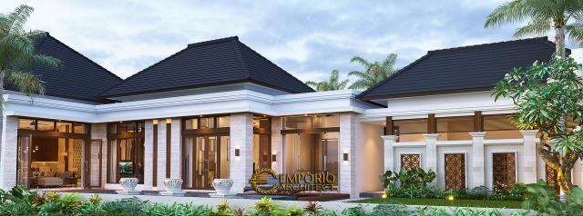 Desain Tampak Belakang Rumah Villa Bali Modern 1 Lantai Bapak Eddy di Kediri, Jawa Timur