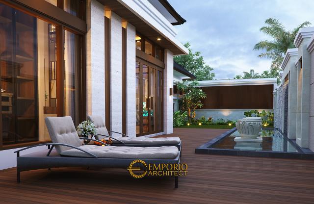 Desain Tampak Detail Belakang 1 Rumah Villa Bali Modern 1 Lantai Bapak Eddy di Kediri, Jawa Timur