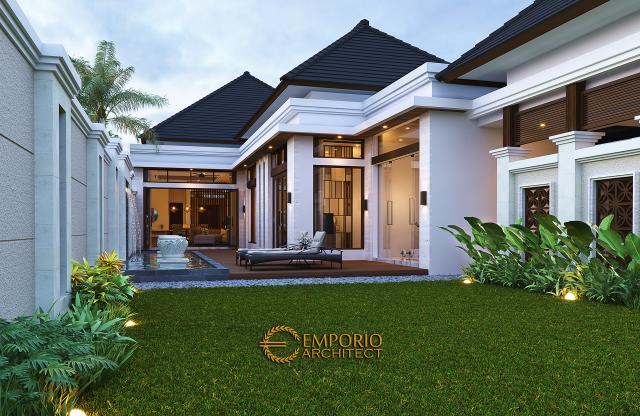 Desain Tampak Detail Belakang 2 Rumah Villa Bali Modern 1 Lantai Bapak Eddy di Kediri, Jawa Timur