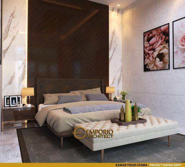 Desain Kamar Tidur Utama Rumah Villa Bali Modern 1 Lantai Bapak Eddy di Kediri, Jawa Timur