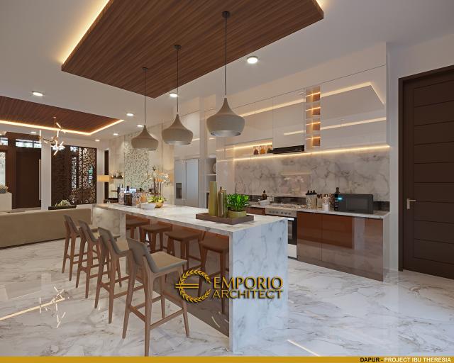 Desain Dapur Rumah Villa Bali Modern 1.5 Lantai Ibu Theresia di Cipayung, Jakarta Timur