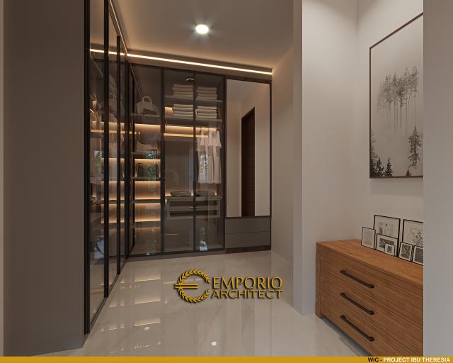 Desain Walk In Closet Rumah Villa Bali Modern 1.5 Lantai Ibu Theresia di Cipayung, Jakarta Timur