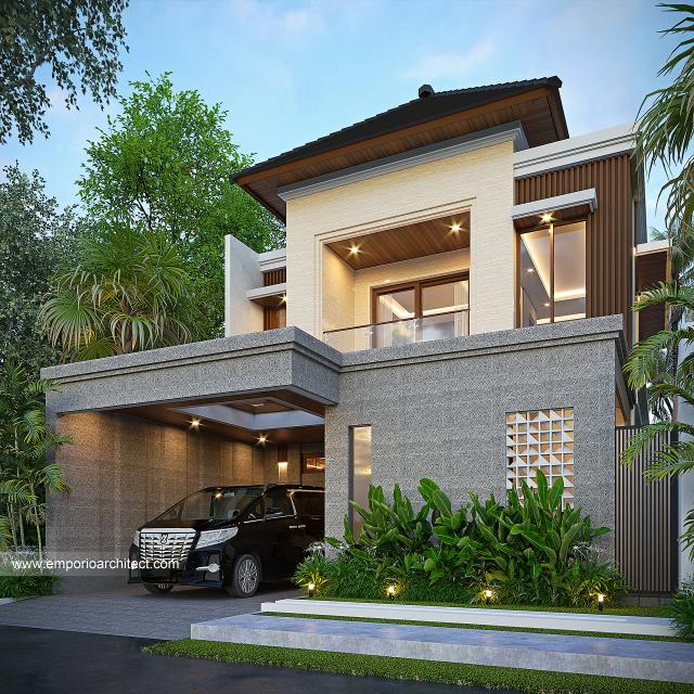 Desain Rumah Villa Bali Modern 2 Lantai Bapak KTS di Sanur, Bali - Tampak Depan