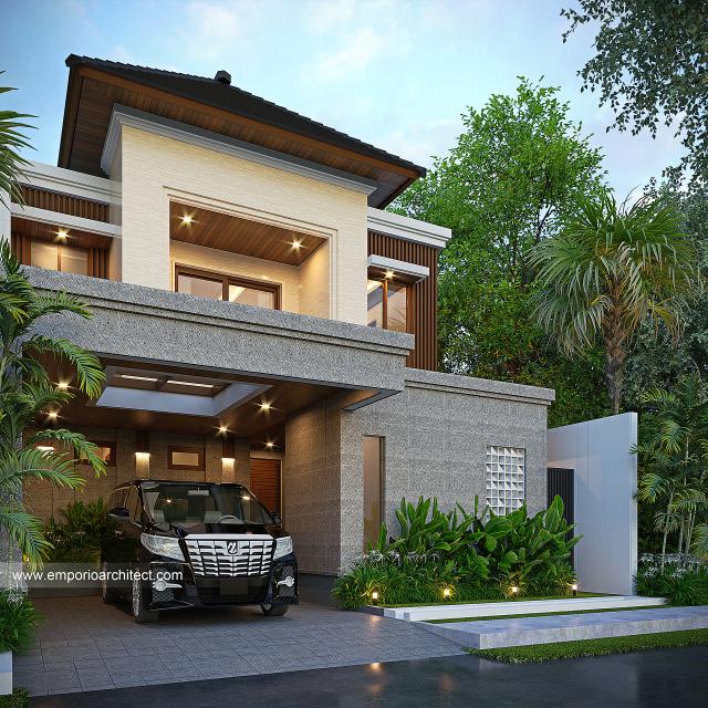 Desain Tampak Depan Rumah Villa Bali Modern 2 Lantai Bapak KTS di Sanur, Bali